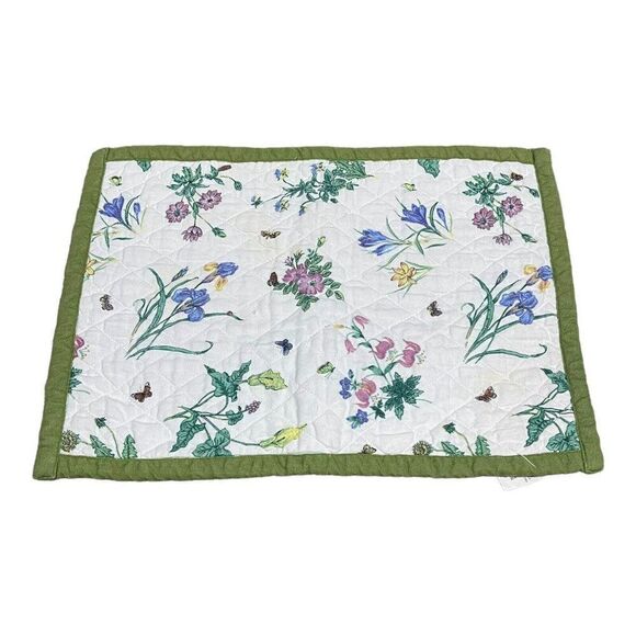 Quilted Spring Botanical Placemats + Napkins Butterflies Vintage Floral Set Of 4 - Picture 2 of 8